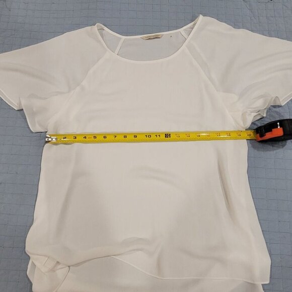 Soft Surroundings Semi Sheer Hi-Lo Dressy Career Blouse Off White Shirt Top M - Picture 4 of 9